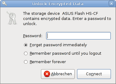 Einhängen des Datenträgers unter Gnome
